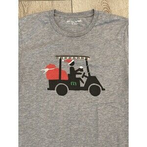 Travis Mathew Tshirt Mens Medium Gray Christmas Golf Cart Short Sleeve